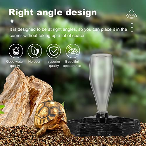 Reptile Water Feeder Automatic Water Dispenser Waterer Feeding Accessories for Turtle Frog Bearded Lizards Geckos for Terrarium Tank, black