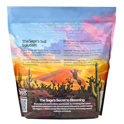 The Soil Sage 5 Dry Qt Cactus & Succulent Potting Soil Mix, USA Made - Gritty, Fast Draining, Soilless, Root Boosting, Peat-Free - Growth of Cactus, Succulents, Jade, Aloe Vera (5 Qt) - size: 5 Qt