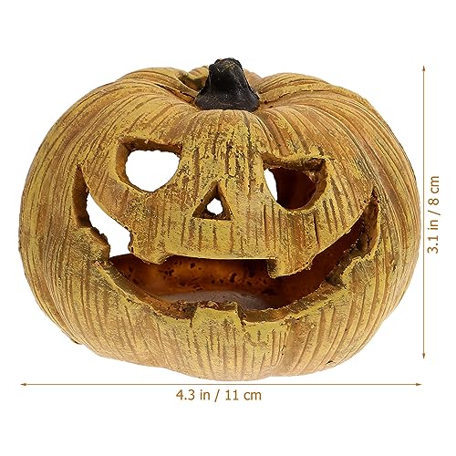 POPETPOP Pumpkin Reptile Hideout Lifelike Resin Cave for Tortoise Reptile Shelter Aquarium Decoration Halloween-Themed Box for Lizards Snakes