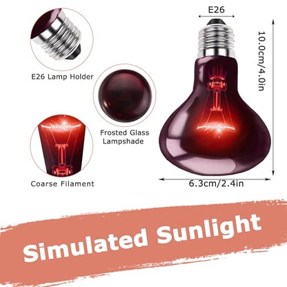 75W Infrared Basking Spot Light Bulbs – Ideal for Reptiles & Amphibians, Like Bearded Dragons, Snakes & Turtles; Red Heat Lamp for Brooders, Terrariums & Turtle Tanks | 2 Pack
