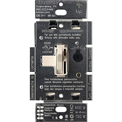 Lutron Ariadni/Toggler LED+ Dimmer Light Switch for Dimmable LED, Halogen and Incandescent Dimmer Switch, 150W, Single-Pole/3-Way, AYCL-153P-LA, Light Almond - color: Light Almond, size: 1 Pack