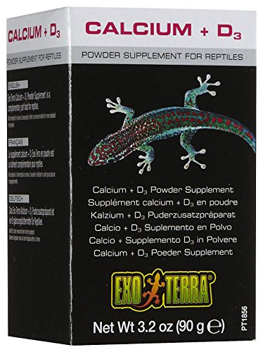 Exo Terra Calcium + D3 Powder: Ultra-fine, Phosphorus Free Formula Boosts Bone Health & Calcium Absorption Ideal for Insects, Fruits & Veggies 3.2 oz. - size: 3.2-Ounce