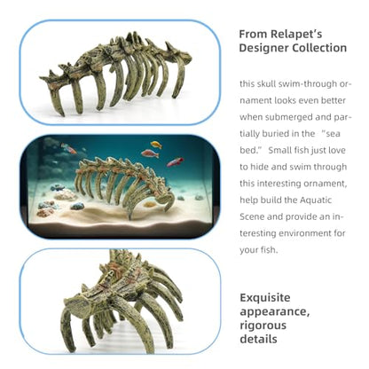 relaqcc Aquarium Skull Animal Skeletons, Reptile Tank Accessories, Fish Tank Decorations for Amphibians, Betta Fish, Shrimp, Hermit Crab, Leopard Gecko