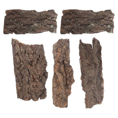 5pcs Reptile Background for Terrarium: Natural Cork Bark for Gecko Lizard Tortoise 5'' - 3D Aquarium Panel Habitat Bark Backdrop Wall Decor