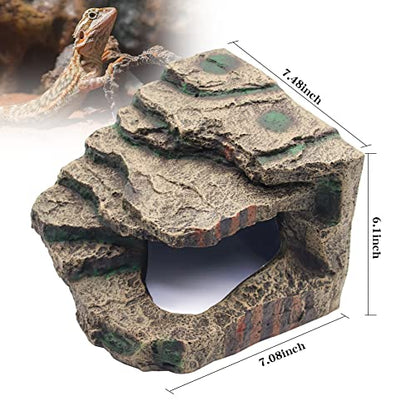 Turtle Basking Platform Habitat Hiding Cave Reptile Habitat Climbing Resin Fish Tank Aquarium Ornament for Lizards, Frogs, Snakes,Chameleon