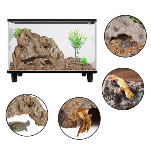 Hamiledyi Reptile Simulation Rock Cave Hideouts Reptile Hide Resin Leopard Gecko Hide Bearded Dragon Hideout Terrarium Decor for Turtles Snakes Gecko Hermit Crab Ball Pythons (S) - style: S : 5.51''×4.13''×3.15''