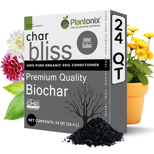 Char Bliss (24 Qts) - Organic Biochar Soil Amendment for Plants & Gardening | OMRI-Listed BioChar Plant Charcoal - Charcoal for Plants, Potting Soil, & Fertilizer - Horticultural Charcoal Alternative - color: Char Bliss (24 Qts)