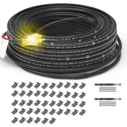 HEATIT PLSR1 75-feet 120V Industrial and commercial grade Self Regulating Heating Cable long term use design, heavy duty, Wet or Dry, Cold lead 10ft, 12YR Warranty - color: 75 Feet-10, style: 120V