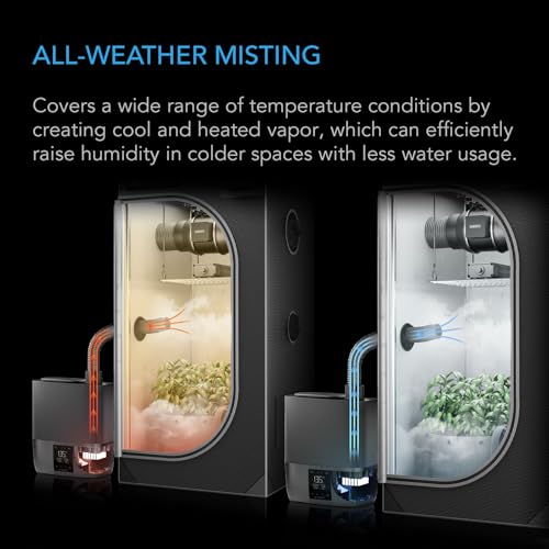 AC Infinity CLOUDFORGE T5, Warm Mist Plant Humidifier 9L with VPD Humidity 10-Level Controls, Hot/Cold Vaporizer for All Climates, Continuous Water Purifying, Extendable Targeted Hose for Grow Tents - size: 9 L