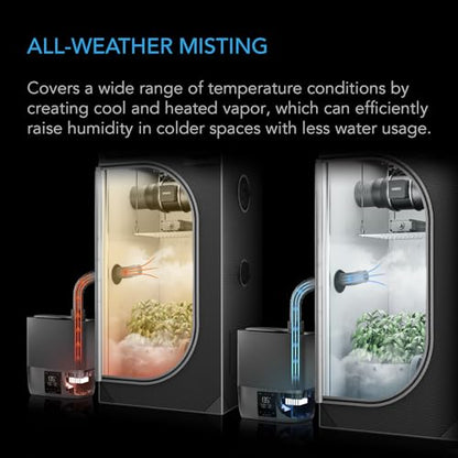 AC Infinity CLOUDFORGE T5, Warm Mist Plant Humidifier 9L with VPD Humidity 10-Level Controls, Hot/Cold Vaporizer for All Climates, Continuous Water Purifying, Extendable Targeted Hose for Grow Tents - size: 9 L