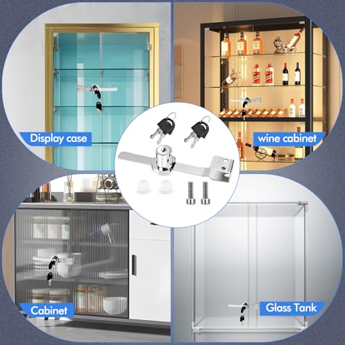 2 Pack Keyed Alike Sliding Glass Door Ratchet Lock, Large Size | Showcase Display Lock, Chrome Finish