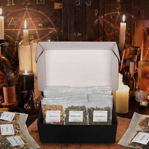 35Pcs Dried Herbs for Witchcraft Supplies, Dried Herb Kit for Witch Beginner, Wiccan, Wicca Altar Supplies, Magic Ritual and Spell, Candle and Soap Making, with Witchy Bell and More - style: 35 Herbal Bags