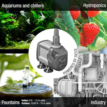 SICCE Syncra Silent 2.0 Multifunction 568 GPH Submersible Water Pump | Italian Made 35W Ultra Quiet Durable Aquarium Fish Tank, Fountain, Pond, Hydroponics, Terrarium Black | Freshwater & Saltwater - size: Syncra Silent 2.0