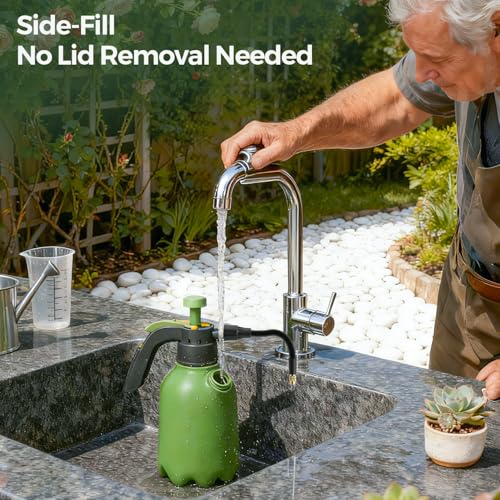 T4U 1/2 Gallon Pump Sprayer with Flexible Adjustable Nozzle, PP Hand Pump Pressure Sprayer with Built-in Measuring Cup for Home Garden Plant Care and Household Cleaning, Indoor & Outdoor Use - size: Flexible Nozzle