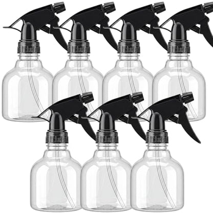 SUPERLELE Spray Bottles 7pcs 8oz Empty Plastic Spray Bottle with Adjustable Nozzle for Hair and Cleaning Solutions Includes Funnel and Labels
