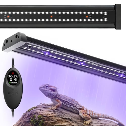 UVB Light for Reptiles, 28.5IN 18W LED UVA UVB Terrarium Lamp with 4 Auto Modes for Ferguson Zones, Terrarium Lamp for Bearded Dragons, Leopard Gecko, Snake, Turtle & More - color: Black 28.5in