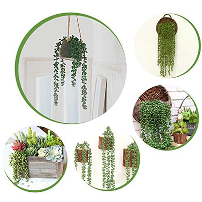 Artificial Succulent Plants, 13.4" Fake Hanging String of Pearls Simulation Greenery Plants for Christmas Wall Home Kitchen Office Garden Wedding Decor, Pack of 2
