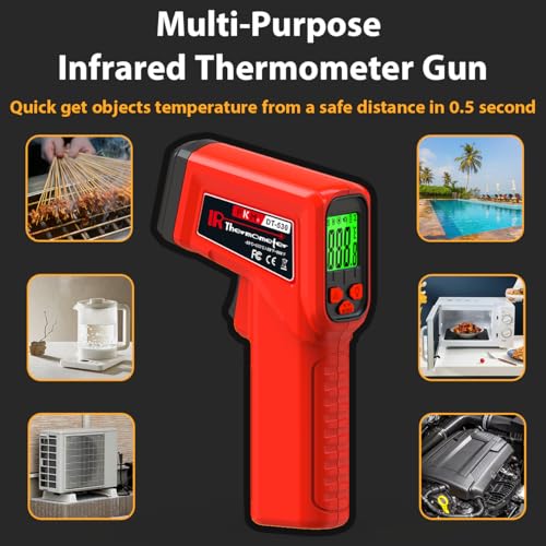 FKM Laser Thermometer Gun Non-Contact Infrared Temperature Gun,-58°F~986°F(-50°C~530°C) AdjustableEmissivity,Digital Thermometer Gun for Industrial,Kitchen Cooking,Oven,Automotive,HVAC,Not for Human - style: -58°F~986°F