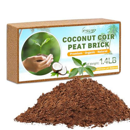 Legigo Pack of 1 Organic Coco Coir Bricks- 100% Natural Compressed Coco Peat Brick Coconut Fiber Substrate with Low EC& pH Balance, Coir Plant Soil Enhance Root Growth for Herbs, Flowers, House Plants - color: Pack of 1