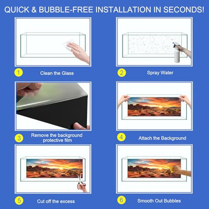 Aquarium Background & Terrarium Background – Ultra HD Static Cling, Tape-Free, Desert Sunset Design for Reptile Tank Decorations, Perfect for Bearded Dragon and Leopard Gecko Tanks 17.7 X 47.2 Inches - size: 17.7 X 47.2 Inches