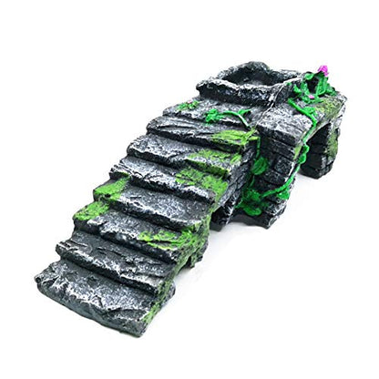 Reptile Breeding Box Shelter Habitat Decor Terrarium Hideout Turtle Basking Ramp Water Bowl Feeding Humidify Hide Caves - size: S