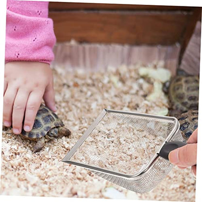 GALPADA 1Pc Stainless Steel Reptile Sand Shovel High Density Mesh Cleaning Scoop for Tortoise Lizard Snake and Durable Odor Efficient Waste Removal Tool