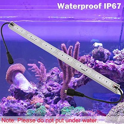 LEDENET 12" Blue 440nm Waterproof IP67 LED Aquarium Fish Tank Light 5050 18 LEDs 12V DC Aluminum Rigid LED Lights Fixture for Plant Grow, Saltwater Freshwater Fish, Reef Tank Lighting - size: 1 x 12'' 440nm