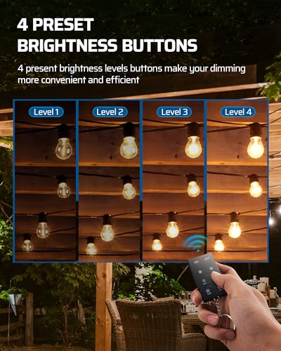 DEWENWILS Outdoor Dimmer for String Lights, 125V, 100FT Remote Control Range, Waterproof Plug- in Dimmer for Dimmable LED/Tungsten Bulbs - size: Dimmer with 2 outlets