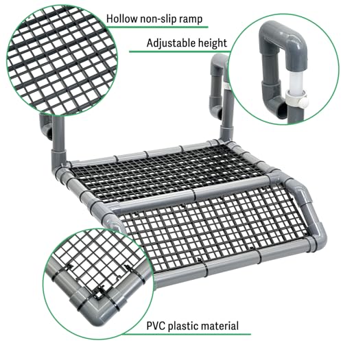 Fhiny Hanging Turtle Basking Platform, Plastic Turtle Dock Basking Area with Climbing Ramp Height Adjustable Reptile Floating Dock Tortoise Tank Accessories Decor for Lizard Gecko Hermit Crab - style: Basking Platform C