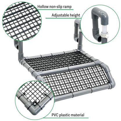 Fhiny Hanging Turtle Basking Platform, Plastic Turtle Dock Basking Area with Climbing Ramp Height Adjustable Reptile Floating Dock Tortoise Tank Accessories Decor for Lizard Gecko Hermit Crab - style: Basking Platform C