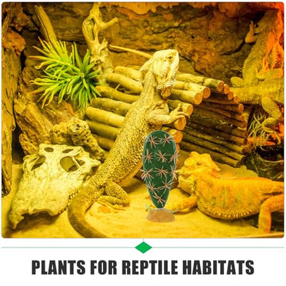 VICASKY Artificial Reptile Plants for Terrarium Decoration, Simulated Cactus Aquarium Plant Ornament, Sturdy Plastic Habitat Decor for Amphibians and Lizards