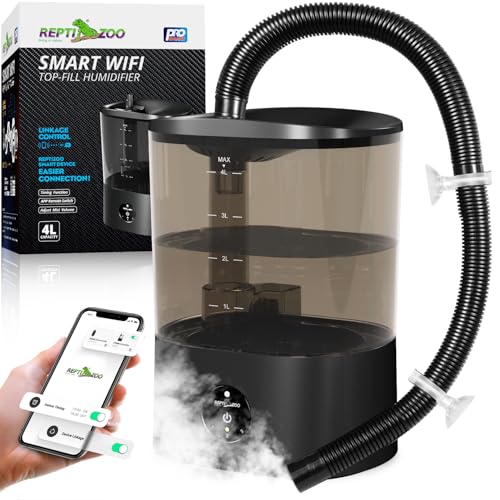 REPTI ZOO Smart WiFi Reptile Fogger with Timing, 4L Reptile Terrariums Humidifier, Fog Machine Mister for Chameleon Frog Turtle Gecko | Misting System Spray Kit for Amphibia, Plants | Linkage Control