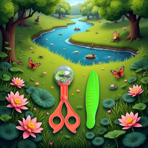 2Pcs Orange and Green Bug Insect Catcher Scissors Tongs Tweezers Clamp Cleaning Tool Nature Exploration Toys