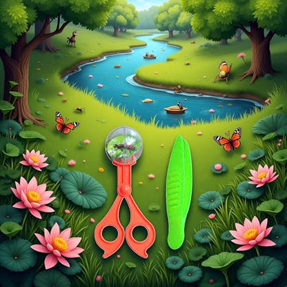 2Pcs Orange and Green Bug Insect Catcher Scissors Tongs Tweezers Clamp Cleaning Tool Nature Exploration Toys
