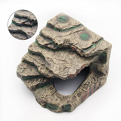 Turtle Basking Platform Habitat Hiding Cave Reptile Habitat Climbing Resin Fish Tank Aquarium Ornament for Lizards, Frogs, Snakes,Chameleon