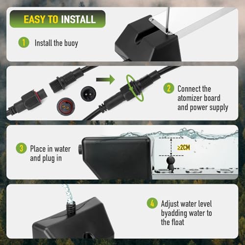 Ultrasonic Fogger Mist Maker 12 Head (9000ml/H) with 400W Waterproof Power Supply & Floats, Ultrasonic Humidifier Ideal for Pond, Vegetable Preservation, Landscape, Lawn, Halloween