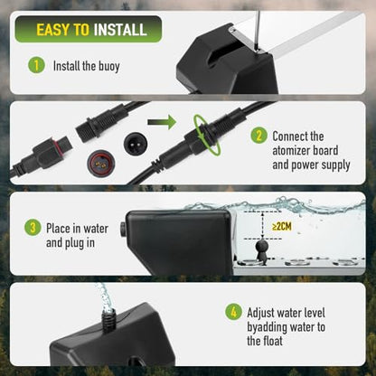 Ultrasonic Fogger Mist Maker 12 Head (9000ml/H) with 400W Waterproof Power Supply & Floats, Ultrasonic Humidifier Ideal for Pond, Vegetable Preservation, Landscape, Lawn, Halloween