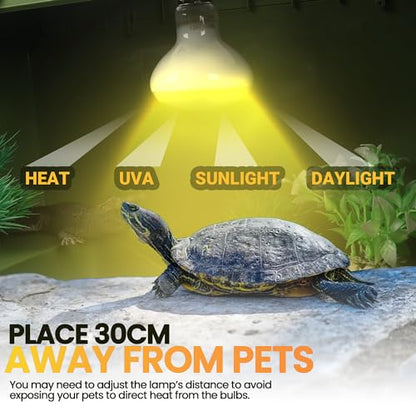 CALPALMY (4-Pack 100W Reptile Heat Lamp Bulbs - UVA Daylight Basking Light Bulbs for Reptiles, Turtles, Lizard, Bearded Dragon and Amphibians - 120V R80 Reflector Bulbs with E26 Screw Cap Base
