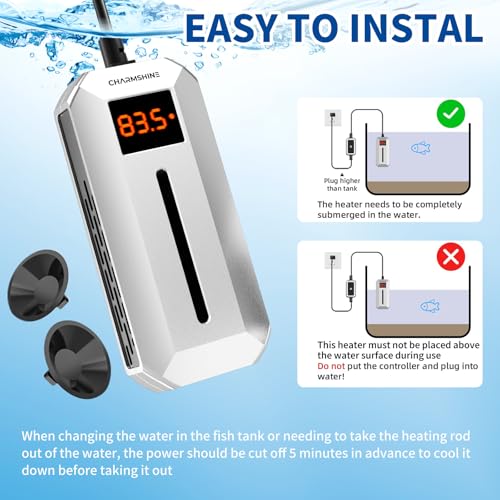 Submersible Aquarium Heater with LED Digital Display 150W Fish Tank Heater for 14-22 Gallon Freshwater Saltwater Tank, Auto Thermostat Overheat Protection(Not Suitable for Low-Water Turtle Tanks)