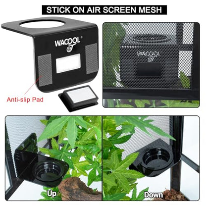 WACOOL Magnetic Reptile Ledge 2PACK, Acrylic Gecko Feeding Ledges with 6PCS Cups, Reptile Food Water Feeder Dish for Geckos Iguana Chameleon Pets