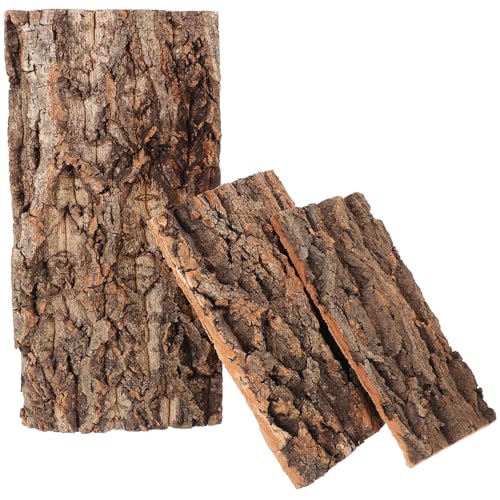 POPETPOP Terrarium Bark Background 3-Pack Natural Cork Aquarium Decor Reptile Tank Accessory 7.87X3.93X0.47In Reusable Bark Wall for Bearded Dragon Fish Tank Background