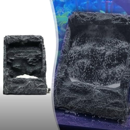 Aquarium Landscape Aquatic Accessory Fish Tank Waterfall Ornament Resin Rockery Dynamic Continuous Circulation Suitable for Home Aquariums Decoration 14x13x18cm