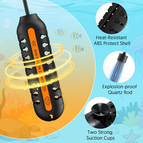 QZQ Aquarium Heater, 200W Adjustable Fish Tank Heater with Digital Display, External Temperature Controller, Submersible Turtle Tank Heater for 20-40 Gallon Tanks - size: 200W