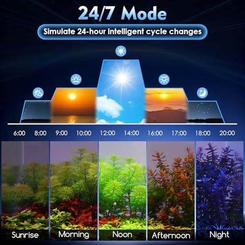 AQQA LED Aquarium Light 30W for 18-24 Inch Fish Tank, 24/7 Mode&DIY Mode Full Spectrum Fish Tank Light, IP68 Waterproof High Lumen Aquarium Plant Light, Adjustable Brightness/Timer, Memory Function - size: For 18'' - 25'' Tank