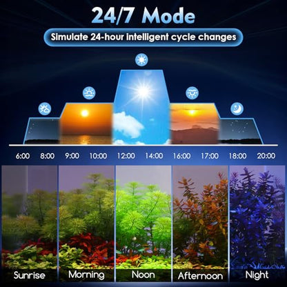 AQQA LED Aquarium Light 30W for 18-24 Inch Fish Tank, 24/7 Mode&DIY Mode Full Spectrum Fish Tank Light, IP68 Waterproof High Lumen Aquarium Plant Light, Adjustable Brightness/Timer, Memory Function - size: For 18'' - 25'' Tank