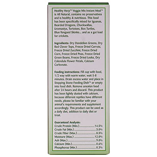 Healthy Herp Veggie Mix Instant Meal for Reptiles - Nutritious Bearded Dragon Accessories, Bearded Dragon Food - Made in USA - Quick Prep, for Box Turtles, Lizards, Tortoises - 7 x 0.16 oz (4.6g) Cups - size: 1.12 Ounce (Pack of 1), style: 7-Pack Cups