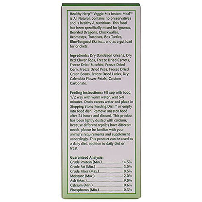 Healthy Herp Veggie Mix Instant Meal for Reptiles - Nutritious Bearded Dragon Accessories, Bearded Dragon Food - Made in USA - Quick Prep, for Box Turtles, Lizards, Tortoises - 7 x 0.16 oz (4.6g) Cups - size: 1.12 Ounce (Pack of 1), style: 7-Pack Cups