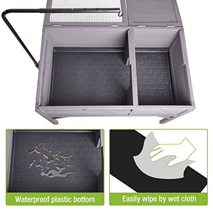GUTINNEEN Tortoise House Indoor Tortoise Enclosure Habitat Wooden Turtle Cage with Lamp Holder Raised Detachable Legs
