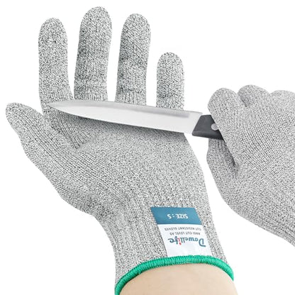 Dowellife Cut Resistant Gloves A9 Maximum Protection - Food Grade Kitchen & Chef Gloves for Food Prep, Knife Cutting, Mandoline Slicing, Butcher, Oyster Shucking, Fish Handling (Large) - color: Grey, size: Large (Pack of 1)