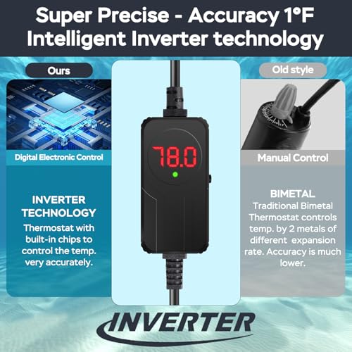 AquaMiracle Aquarium Heater, 200W Submersible Fish Tank Heater with LED Digital Display, Overheat Protection & Auto Power-Off When Out of Water, for Freshwater and Saltwater Fish Tanks (20-40 Gal)